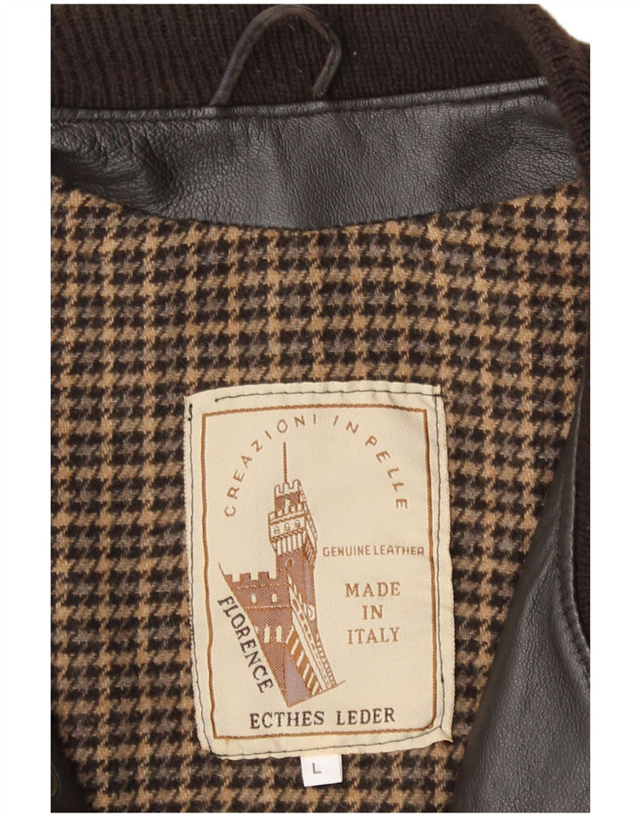 Giacca in pelle vintage da uomo UK 40 grande in pelle marrone