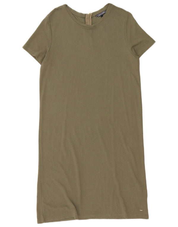 Tommy Hilfiger Womens T-Shirt Dress UK 16 Large Khaki Cotton