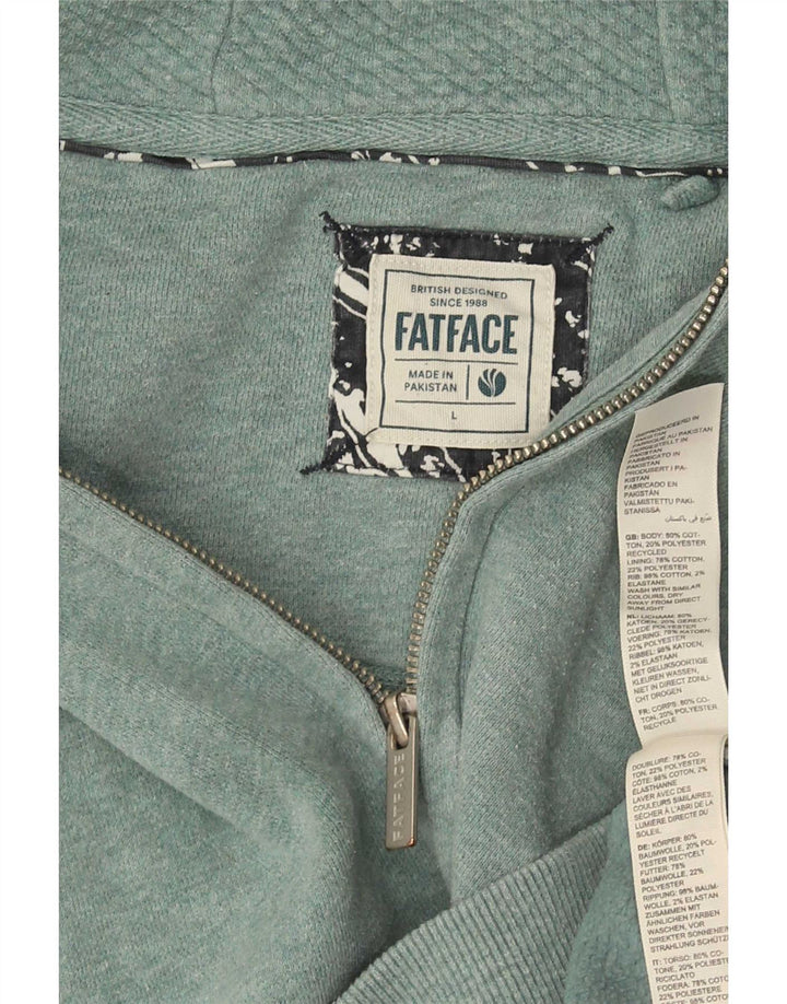 Maglione con cappuccio e zip da uomo Fat Face, grande cotone blu