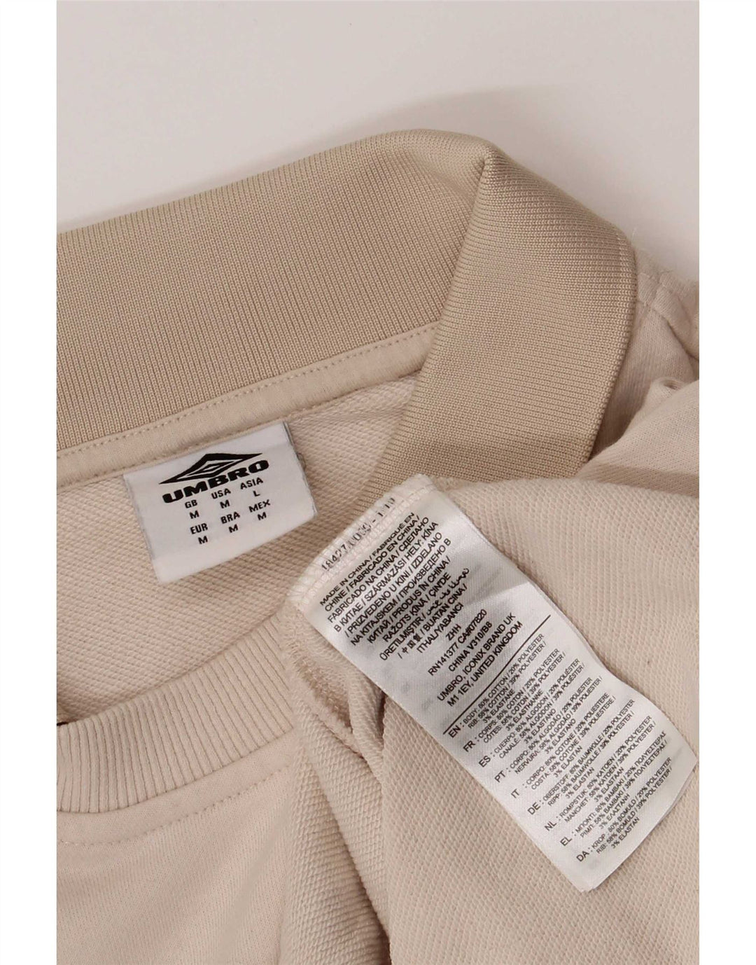 Felpa Umbro da uomo con collo alto, maglione, cotone color block beige medio