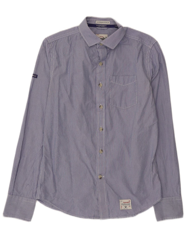 Camicia da uomo Superdry Small in cotone gessato blu