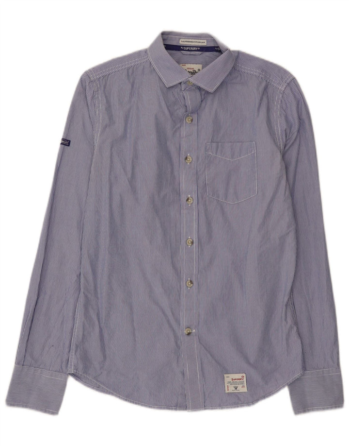 Camicia da uomo Superdry Small in cotone gessato blu