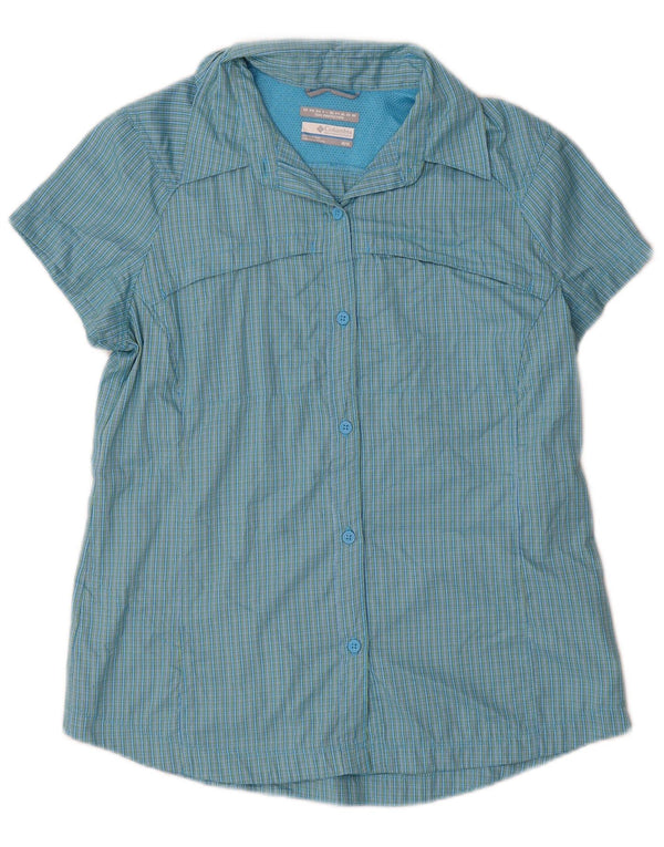 Camicia a maniche corte Columbia Omni-Shade da donna UK 12 Check blu medio