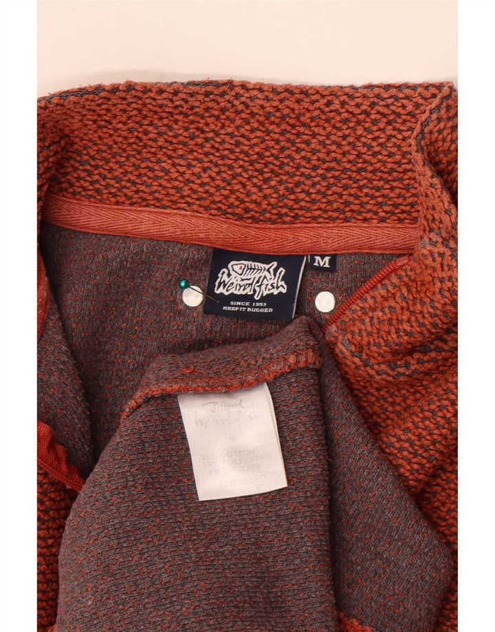 Felpa da uomo con collo con zip Weird Fish, cotone arancione medio
