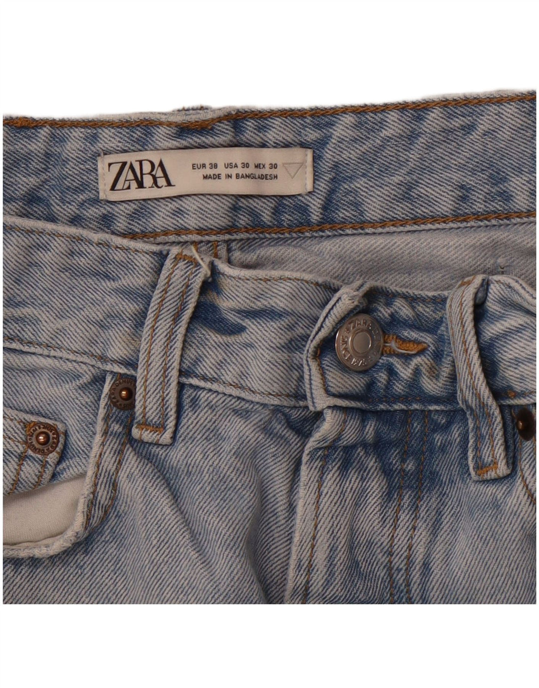 Jeans dritti effetto vissuto ZARA da uomo EU 38 piccolo W30 L30 blu