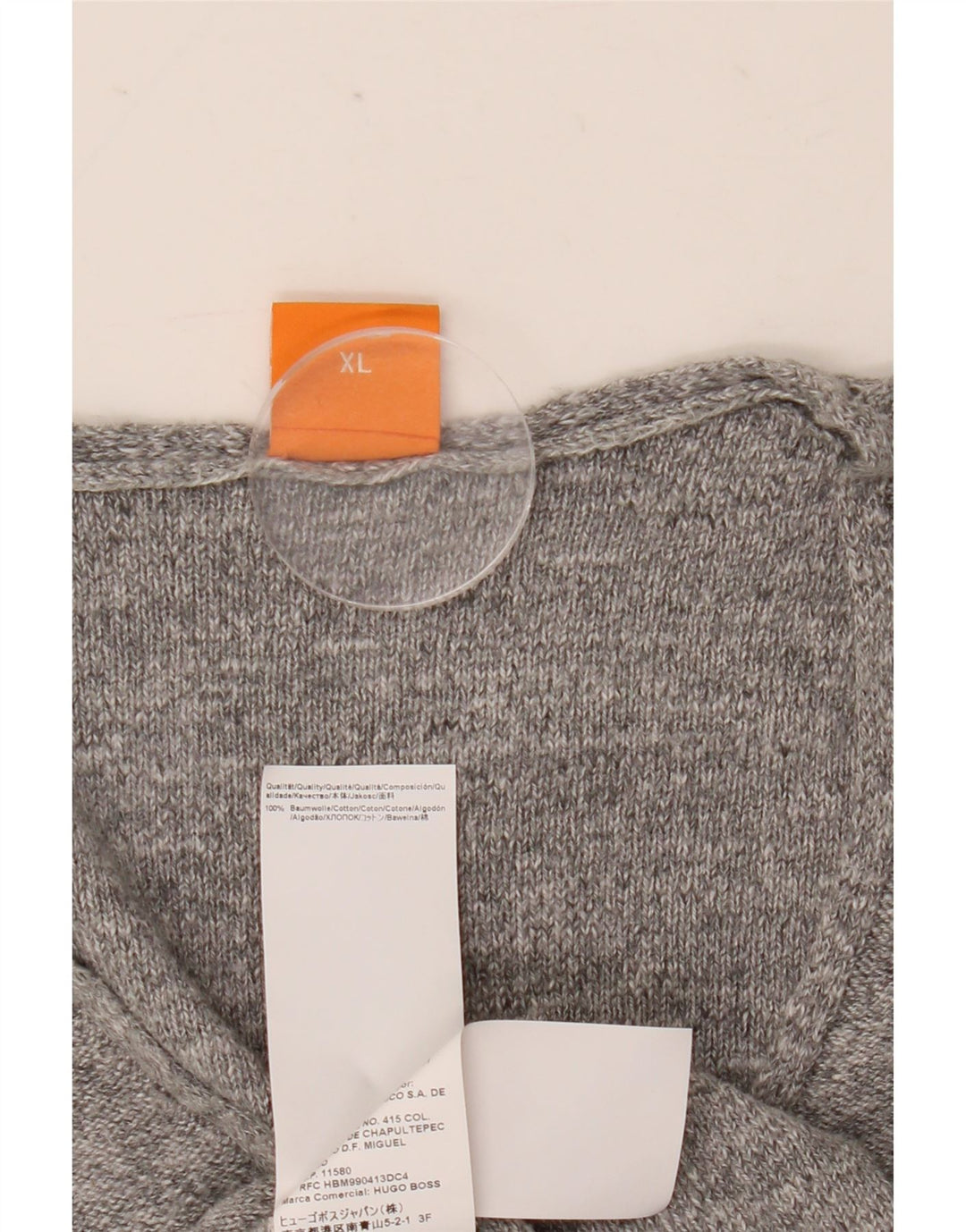 Maglione maglione da uomo con scollo a V Hugo Boss XL in cotone grigio