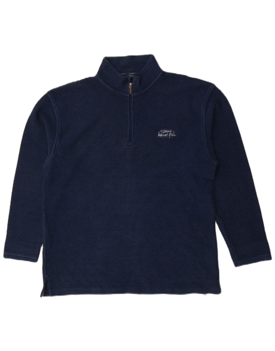 Felpa con collo con zip da uomo Weird Fish 2XL cotone blu navy