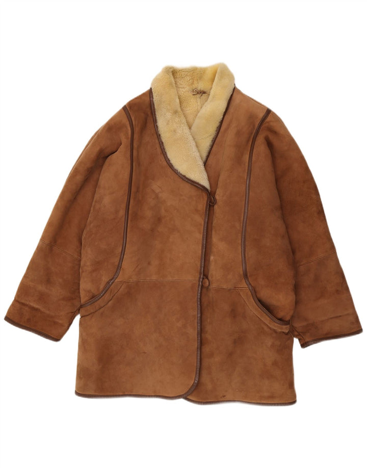 Cappotto oversize in shearling vintage da donna IT 48 XL Shearling marrone