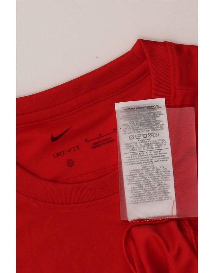 Top Nike Dri Fit da uomo a maniche lunghe in poliestere rosso medio