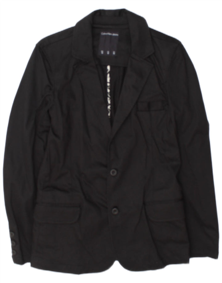 Giacca blazer a 2 bottoni da uomo Calvin Klein Jeans UK 38 cotone nero medio