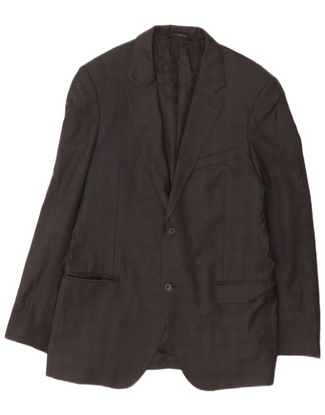 Giacca blazer a 2 bottoni da uomo Calvin Klein IT 50 Large Grey Check Wool