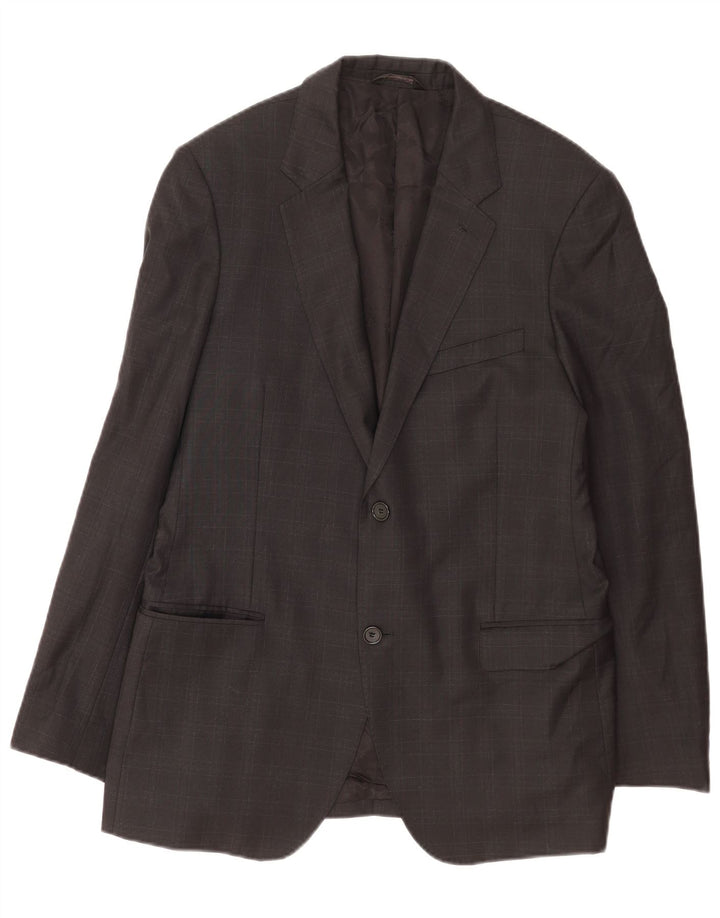 Giacca blazer a 2 bottoni da uomo Calvin Klein IT 50 Large Grey Check Wool