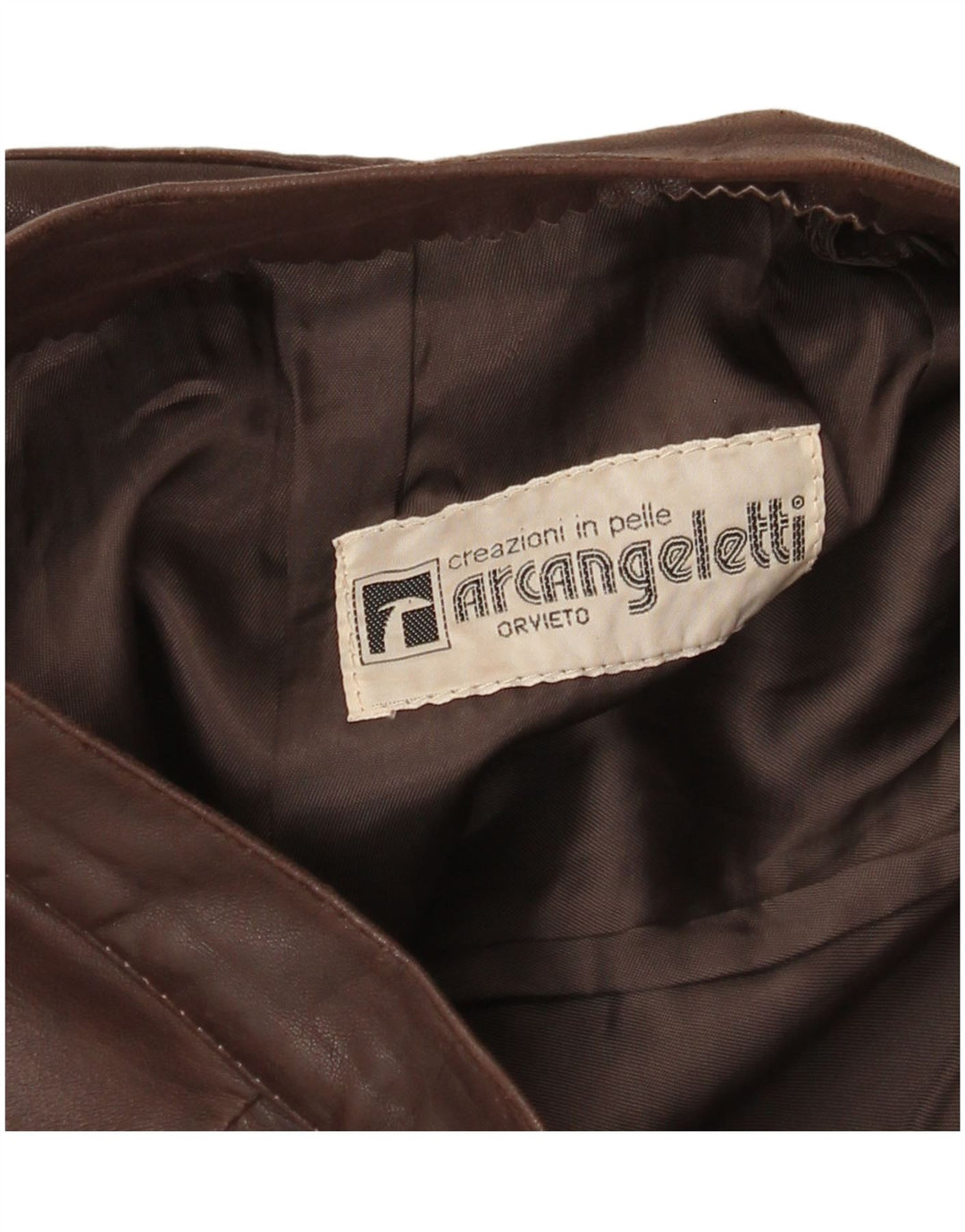 Gonna in pelle vintage da donna W28 in pelle marrone medio
