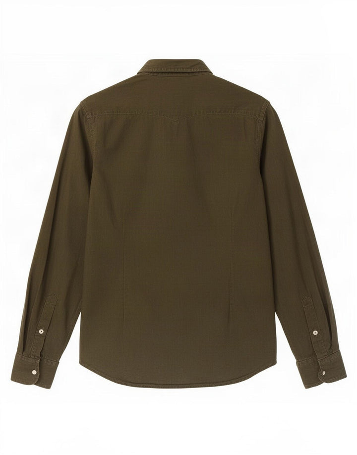 Camicia slim fit da uomo Lee in cotone kaki medio