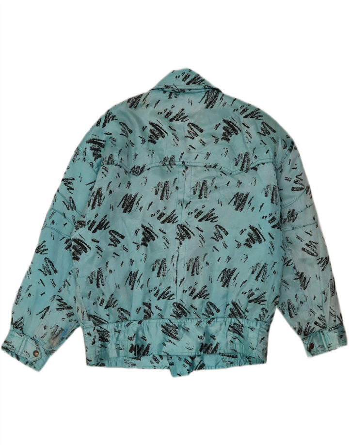 Giacca a vento vintage da uomo con motivo astratto UK 36 piccolo blu