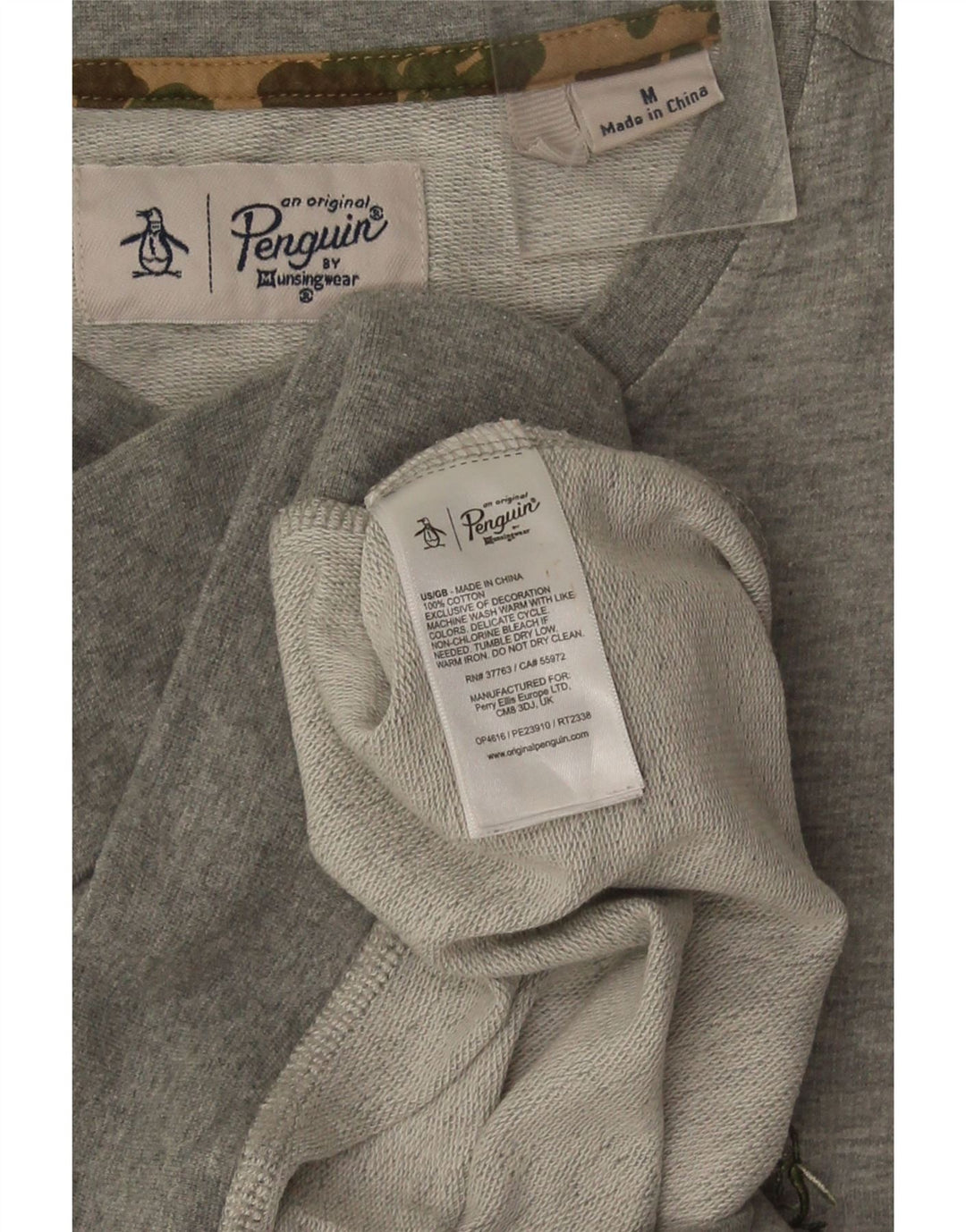 Felpa da uomo Penguin Maglione in cotone chiazzato grigio medio