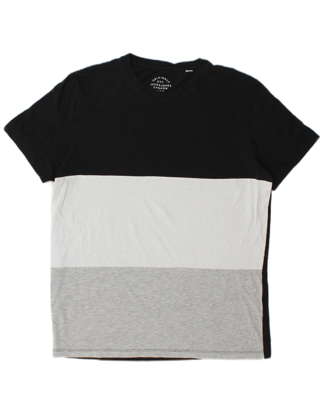 T-shirt da uomo Jack & Jones Top Large nera a blocchi di colore