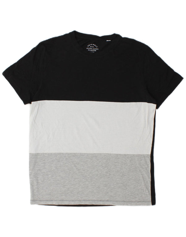 T-shirt da uomo Jack & Jones Top Large nera a blocchi di colore