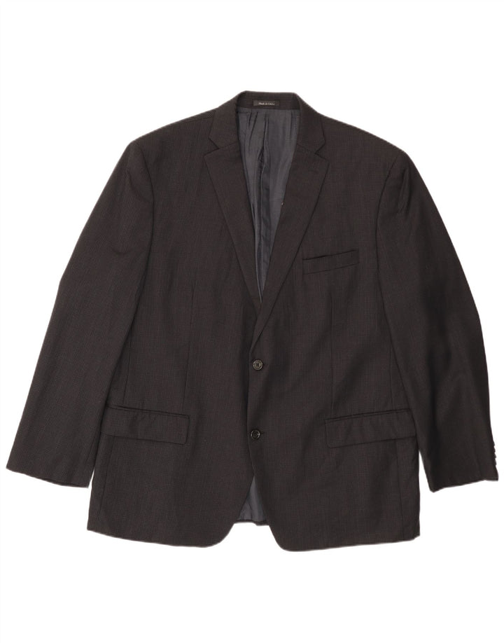 MICHAEL KORS Giacca blazer da uomo a 2 bottoni UK 46 3XL Lana nera