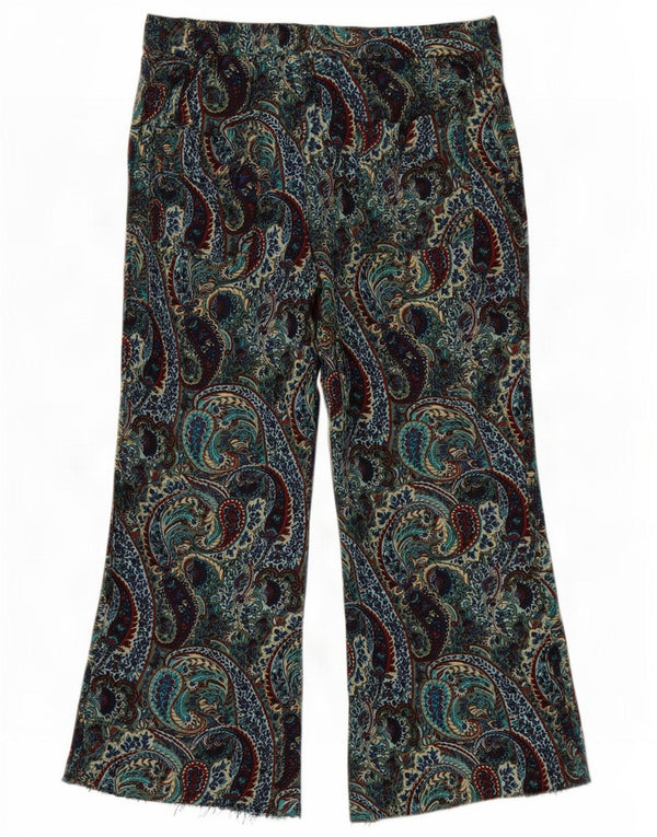 Pantaloni corti da donna Zara a gamba larga medi W28 L24 verde Paisley