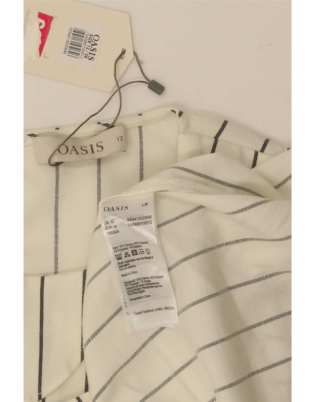 Top camicetta senza maniche da donna Oasis UK 12 Viscosa bianco sporco medio