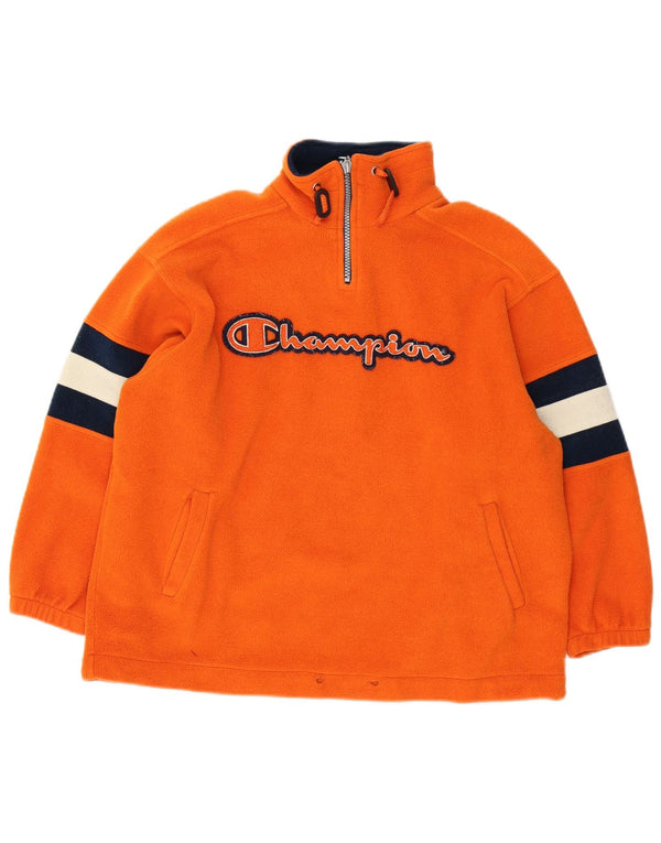 Maglione in pile grafico Champion per ragazzi 7-8 anni piccolo color block arancione