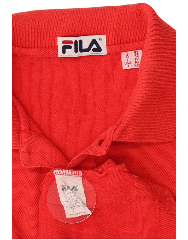 Polo da uomo a maniche lunghe Fila IT 52 Large in cotone rosso