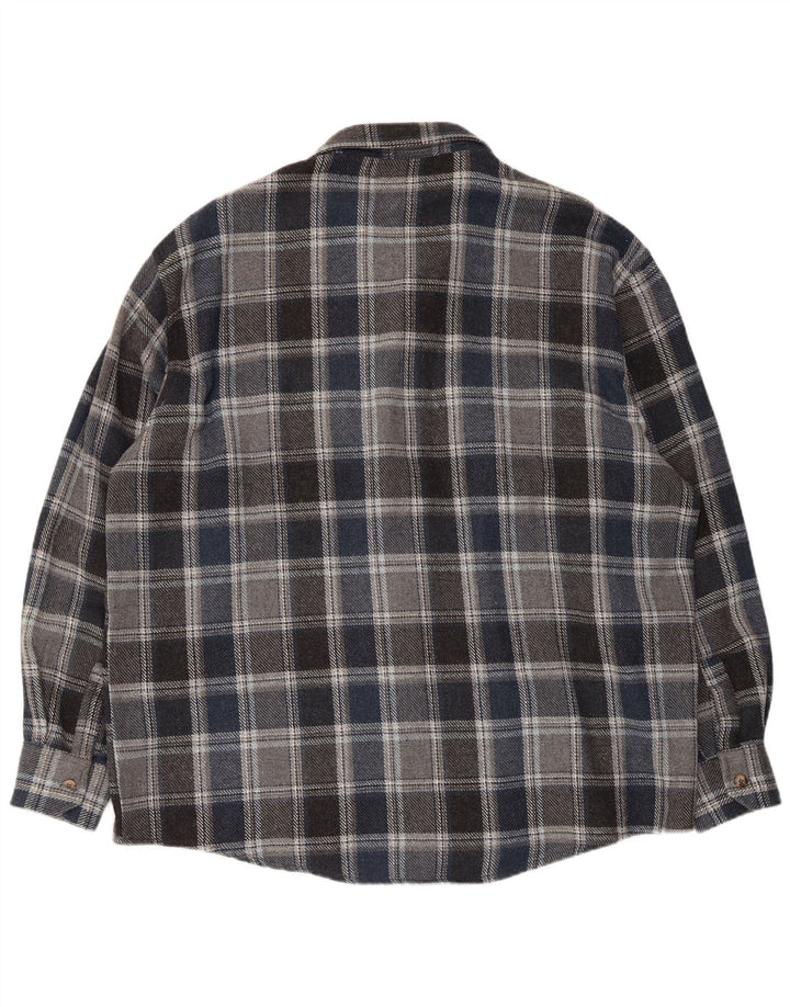Camicia overshirt da uomo del progetto europeo 2XL lana a quadri blu navy