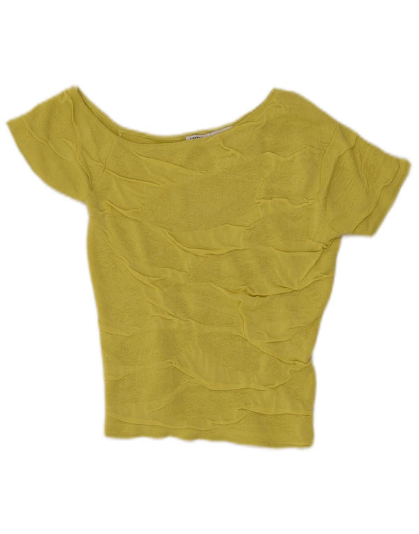 Top corto in maglia monospalla da donna Zara UK 8 piccolo in viscosa verde