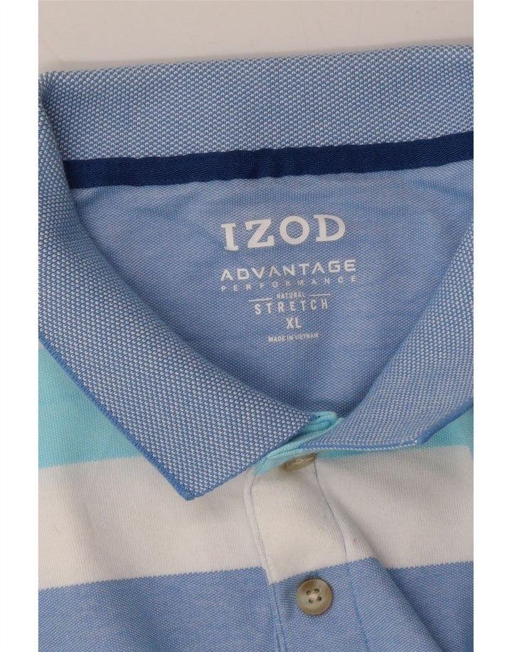 IZOD Mens Polo Shirt XL White Striped Vintage Izod and Second-Hand Izod from Messina Hembry 