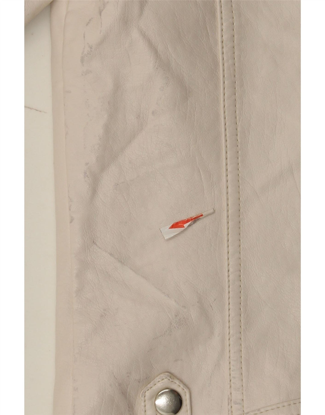 Giacca da motociclista da donna in ecopelle Topshop UK 8 piccola in poliuretano bianco sporco