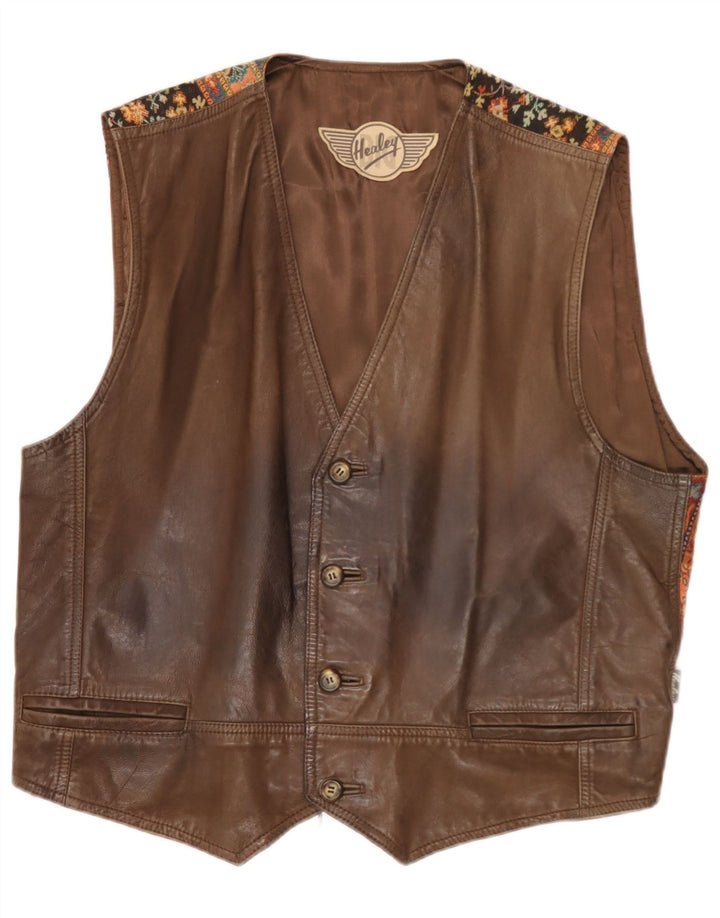 Gilet vintage da uomo grande marrone geometrico