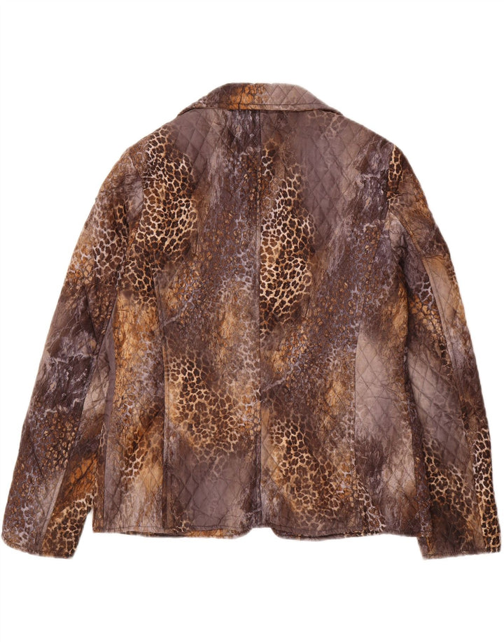 LIU JO Womens 2 Button Blazer Jacket UK 14 Medium Brown Animal Print Vintage Liu Jo and Second-Hand Liu Jo from Messina Hembry 