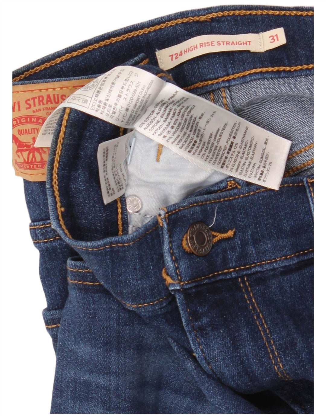 LEVI'S Jeans dritti a vita alta 724 da donna W31 L32 cotone blu