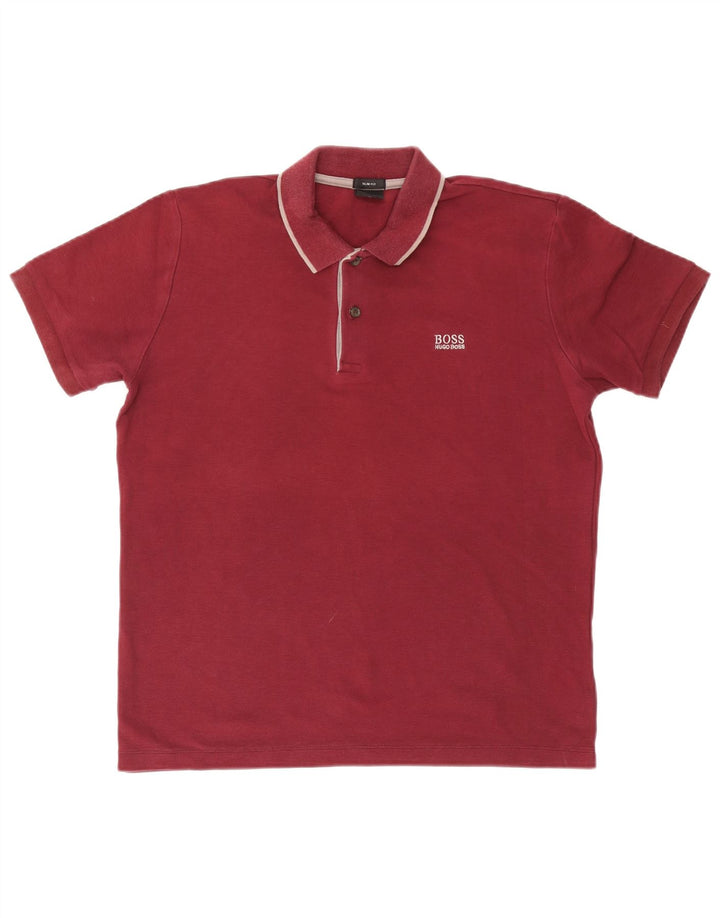 Polo da uomo HUGO BOSS in cotone bordeaux medio
