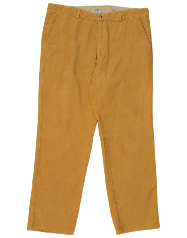 LACOSTE Mens Straight Corduroy Trousers Size 48 XL W38 L31 Yellow Cotton