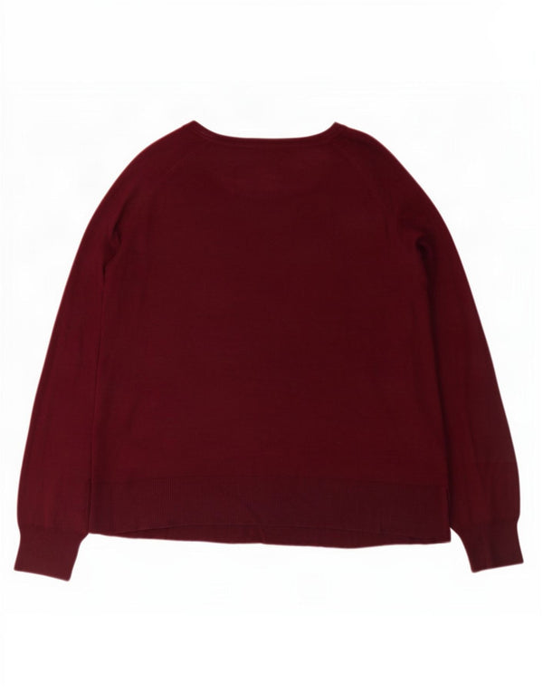 Maglione maglione con scollo a barca da donna Zara UK 14 Viscosa bordeaux media