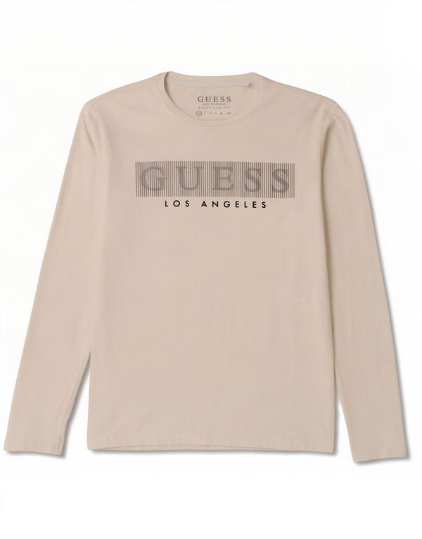 Guess Maglietta grafica da uomo a maniche lunghe UK 32 XS Cotone bianco