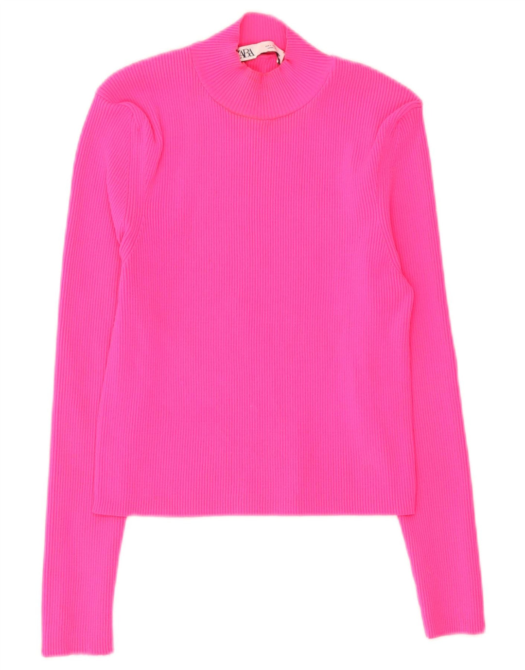 Top corto da donna Zara a maniche lunghe UK 14 grande rosa poliammide