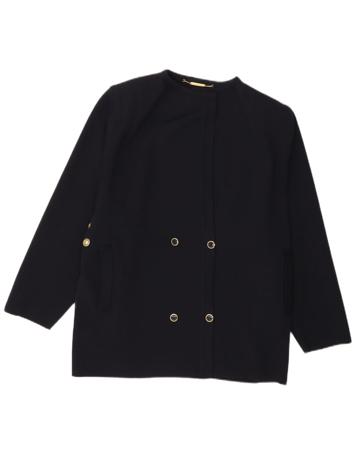STIZZOLI Maglione cardigan doppio petto da donna UK 14 Medio Blu Navy