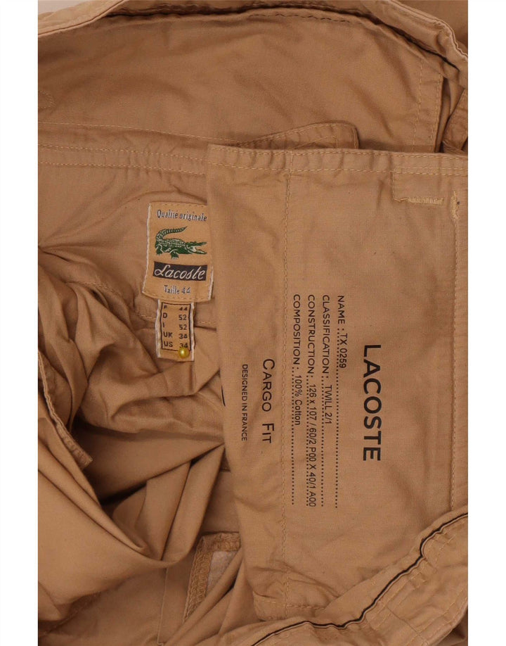 Pantaloncini cargo da uomo Lacoste taglia 44 grande W34 cotone beige