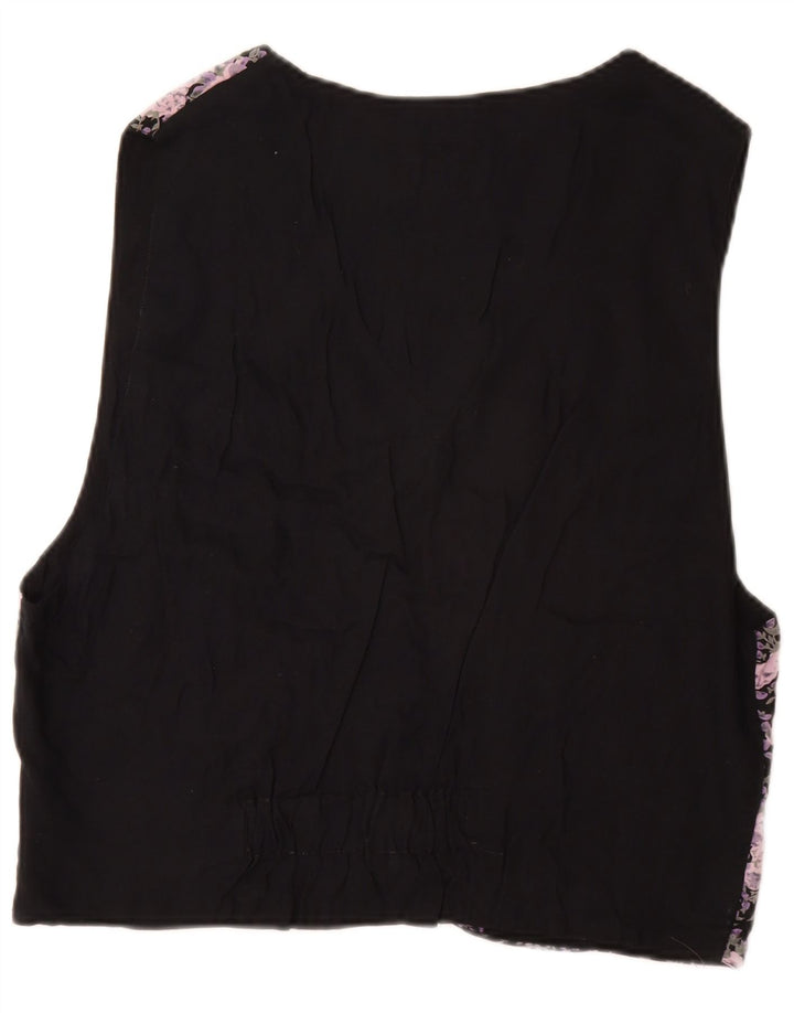 Gilet Uomo VINTAGE IT 52/54 Grande Viscosa Floreale Nera