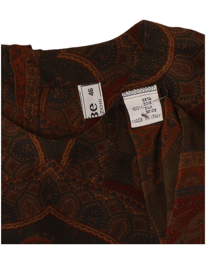 Camicetta da donna vintage Top IT 46 Seta Paisley grigia grande