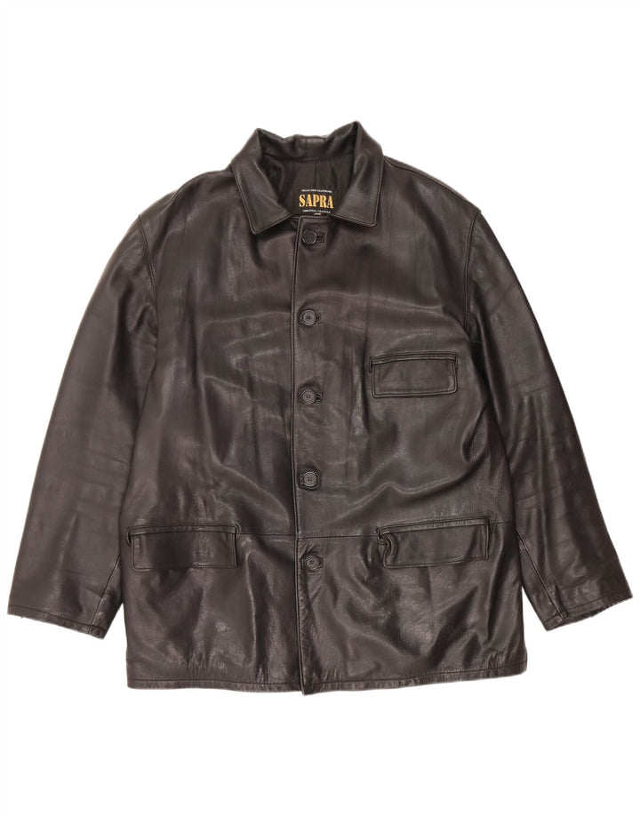Giacca in pelle vintage da uomo UK 42 XL in pelle nera