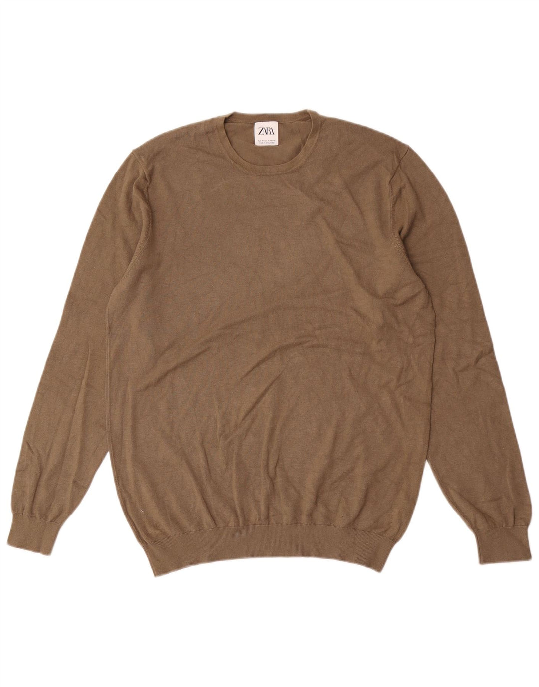 Maglione maglione girocollo da uomo Zara in viscosa kaki media