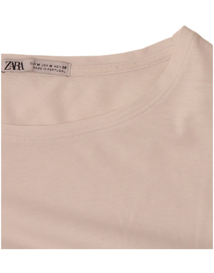 ZARA Camicetta da Donna Top UK 14 Medio Bianco Paisley