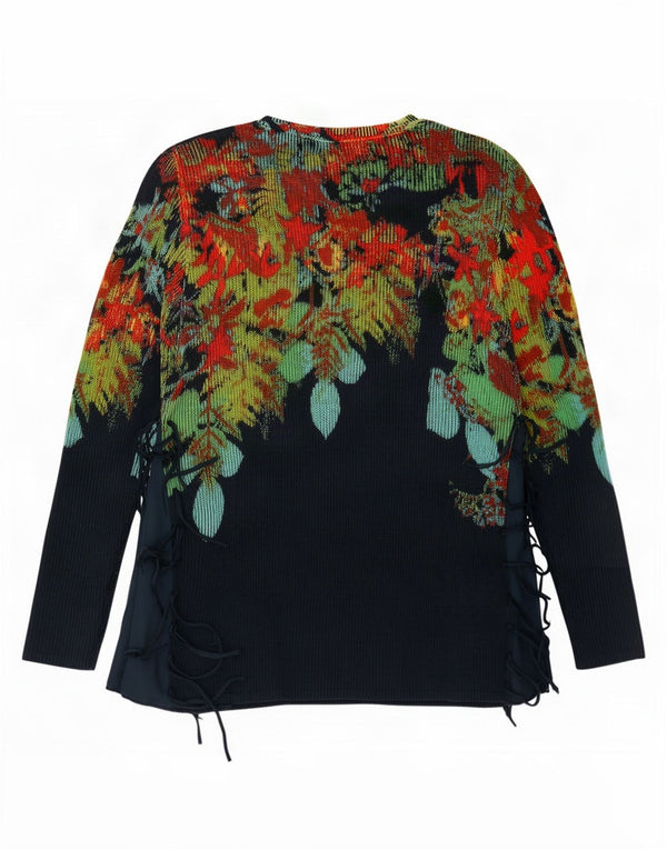 Desigual maglione da donna con scollo a V UK 14 grande blu navy floreale