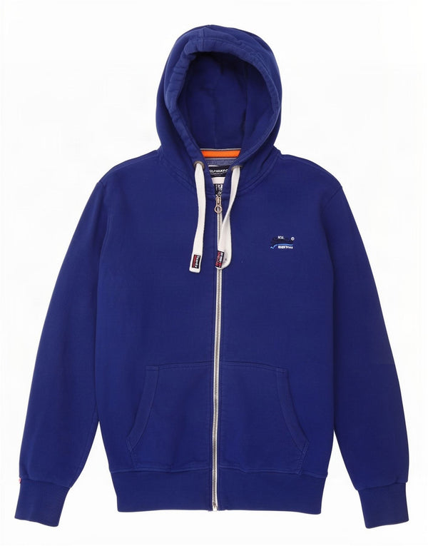 Maglione con cappuccio e zip da uomo Superdry 2XL in cotone blu