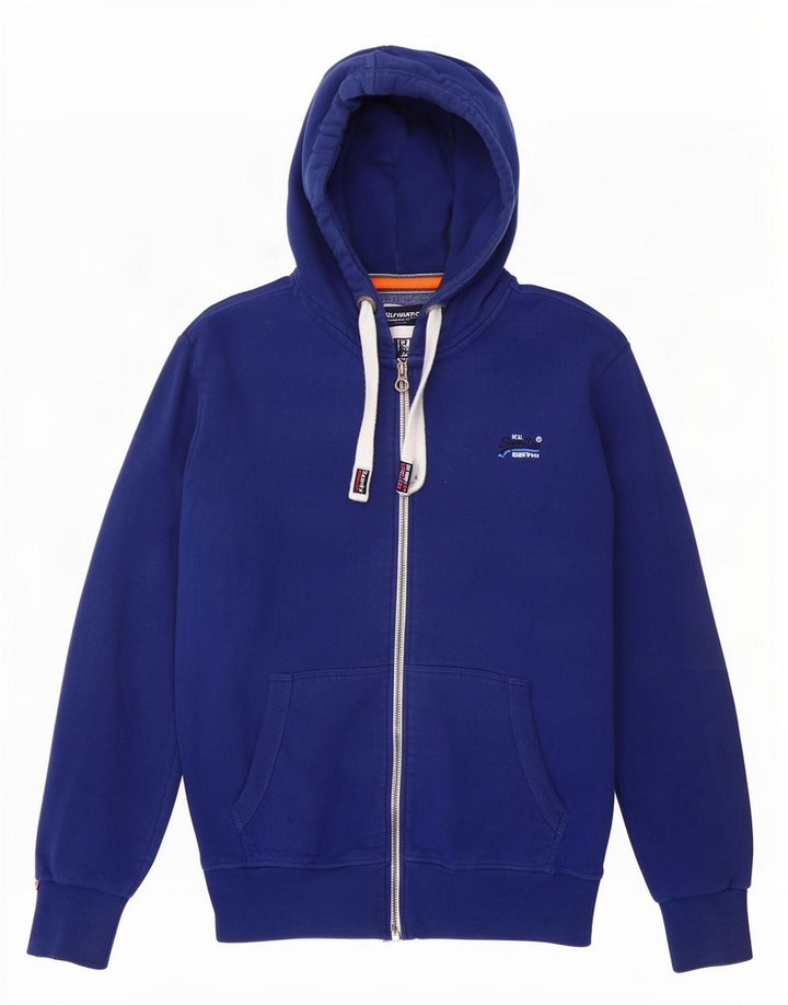 Maglione con cappuccio e zip da uomo Superdry 2XL in cotone blu