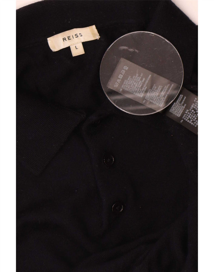 Maglione da uomo Reiss con collo a polo, grande, in lana blu navy